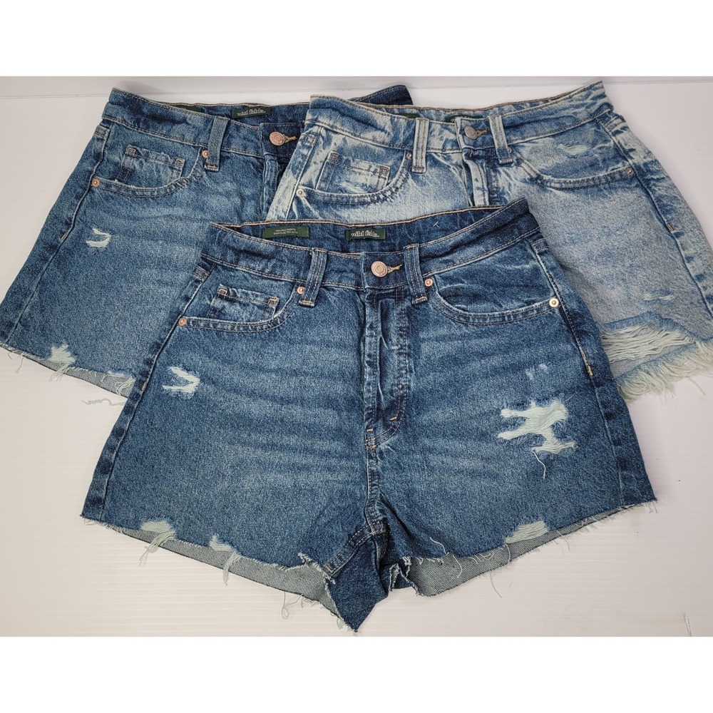 Wild Fable High Rise Button Fly 3 Pair Women's Size 2 Denim Jean Cut Off Shorts